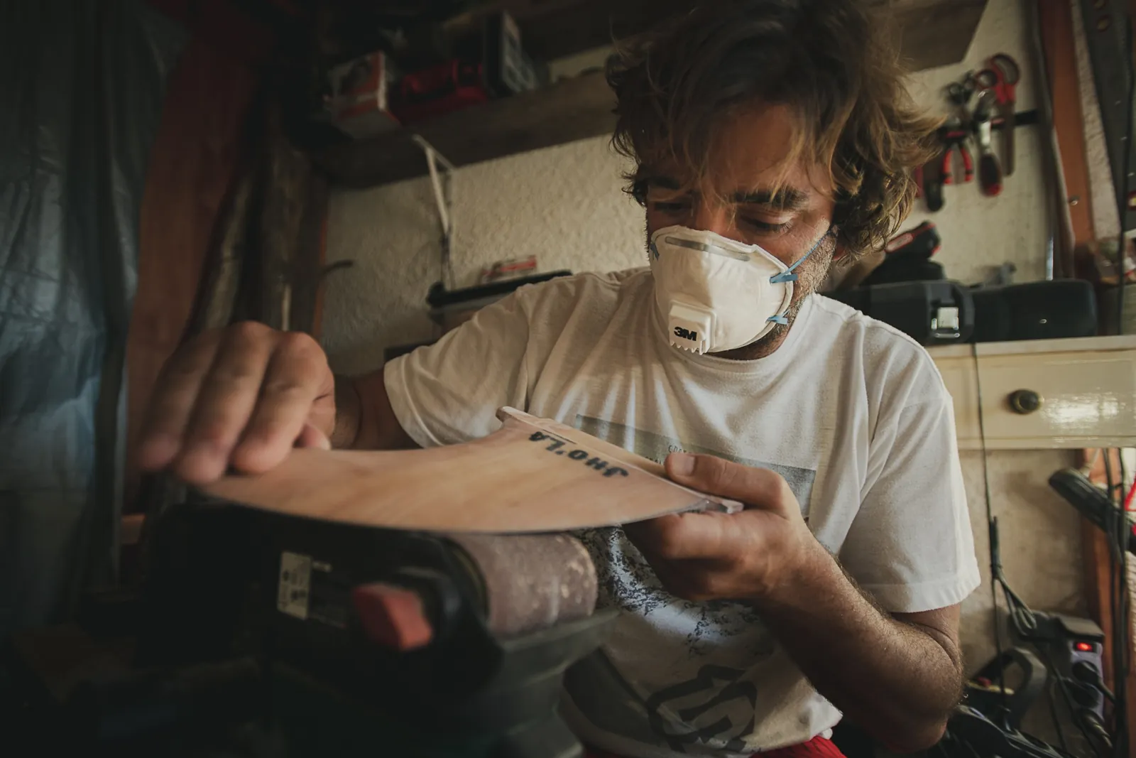 Francisco in shape room making surfboards
